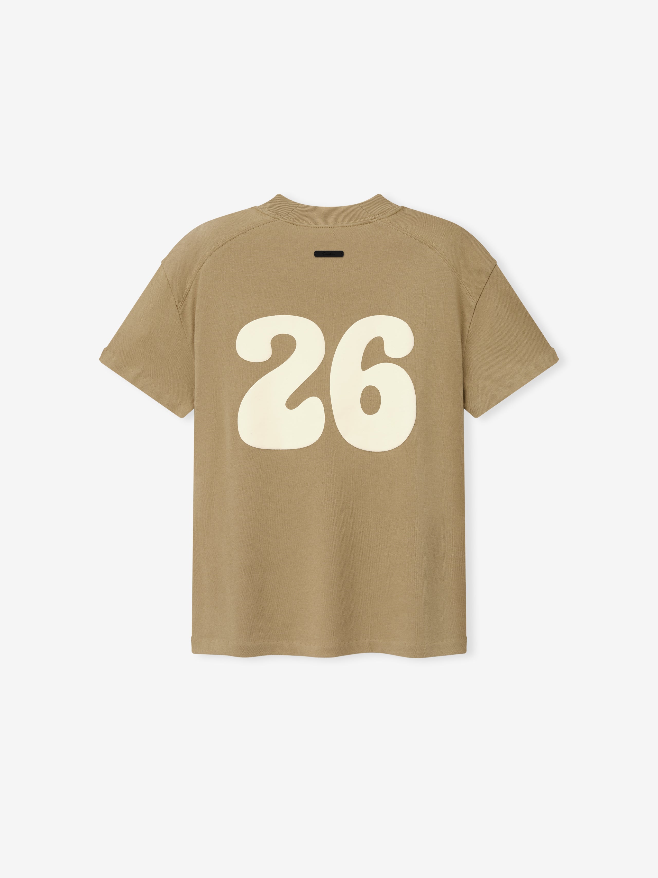 Womens Tri-Blend Womens Classic Fit Tee in a muted dune color, featuring short sleeves and a large cream-colored number 26 graphic on the back for a casual sporty look.