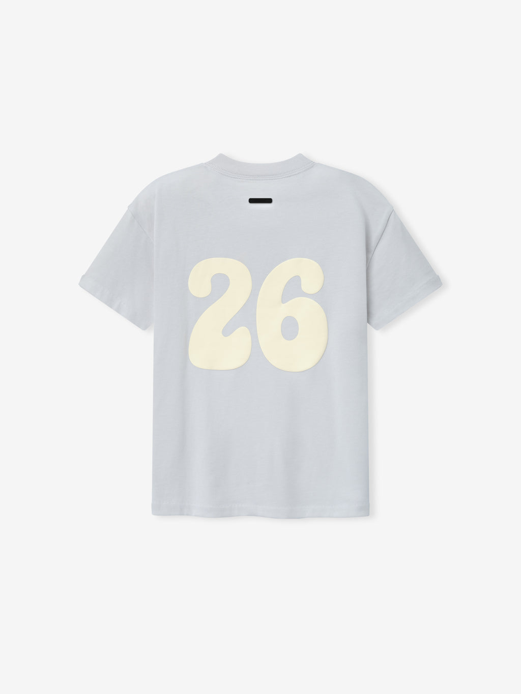 Womens Tri-Blend Classic Fit Tee in a soft overcast gray shade featuring a large cream-colored number 26 graphic on the back with a relaxed silhouette for casual everyday wear.
