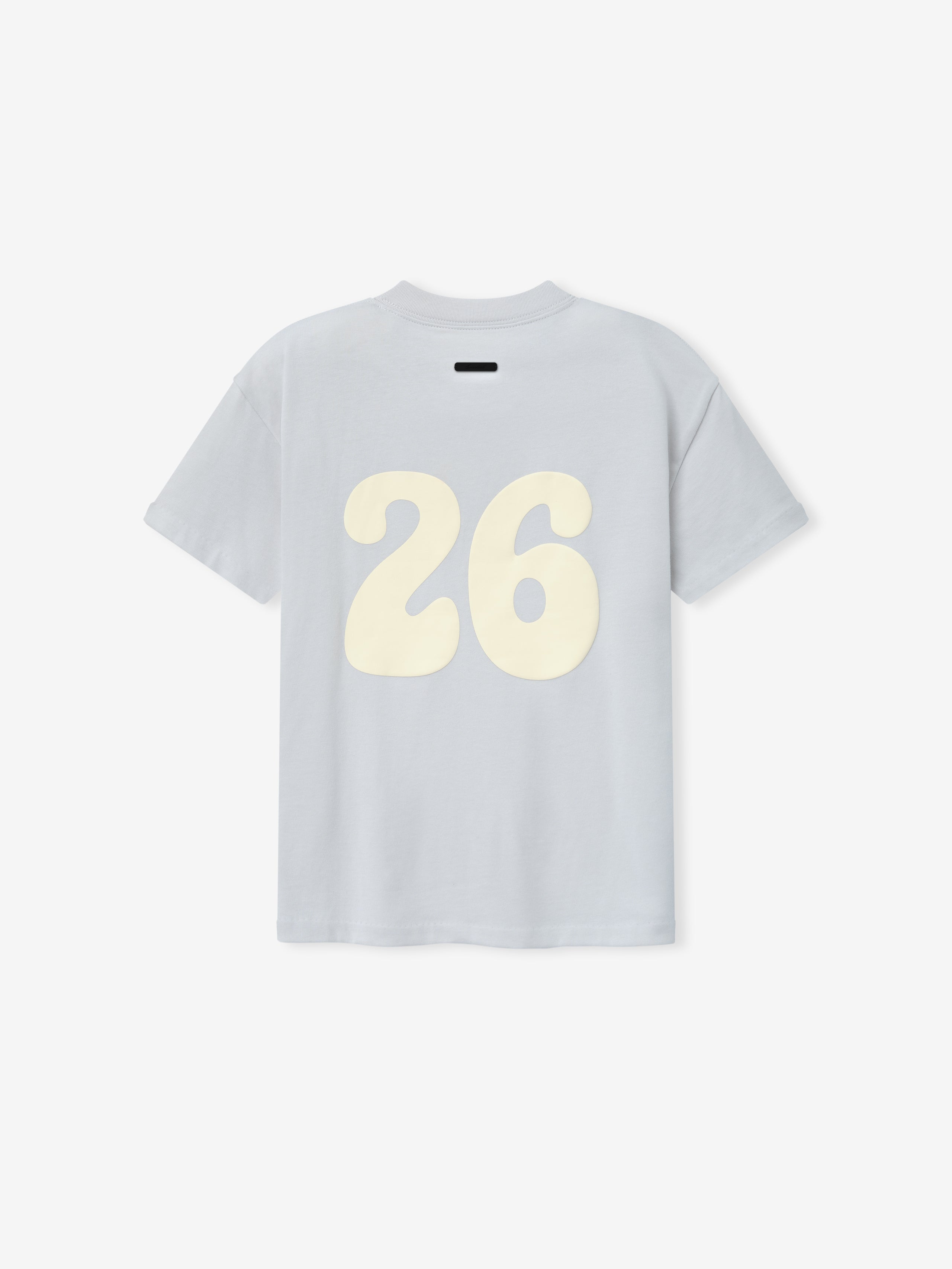 Womens Tri-Blend Classic Fit Tee in a soft overcast gray shade featuring a large cream-colored number 26 graphic on the back with a relaxed silhouette for casual everyday wear.