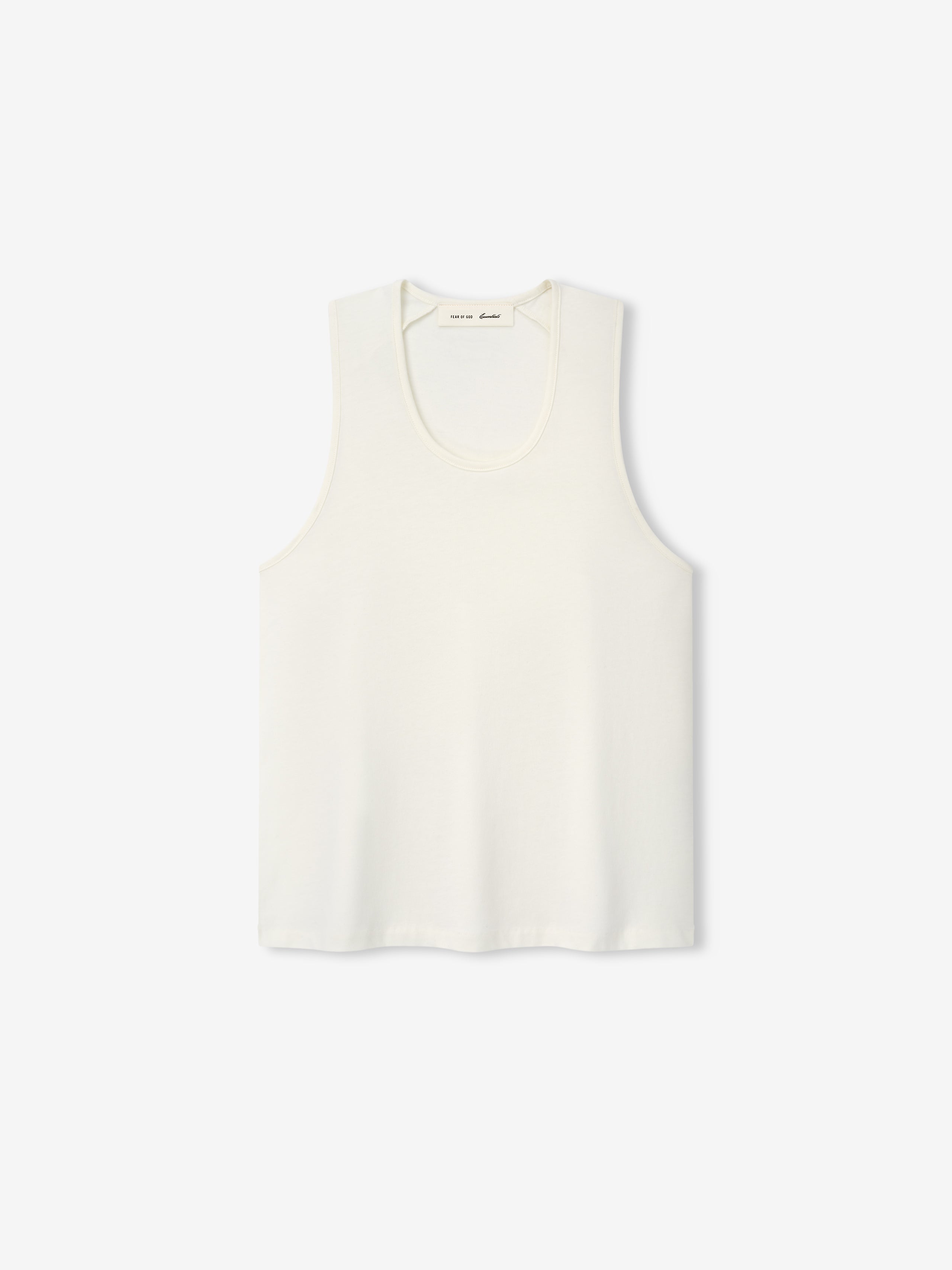 Womens Tri-Blend Classic Tank in a soft ivory shade, featuring a smooth fabric with a relaxed fit and scoop neckline, designed for comfortable casual tops.