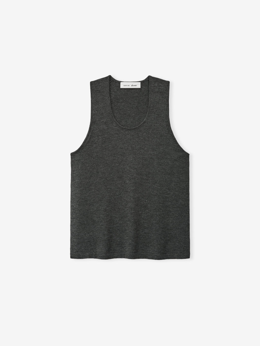 Womens Soft Knit Classic Tank in a deep charcoal gray shade, featuring a smooth knit fabric with a scoop neckline and a relaxed, sleeveless silhouette for versatile casual layering.