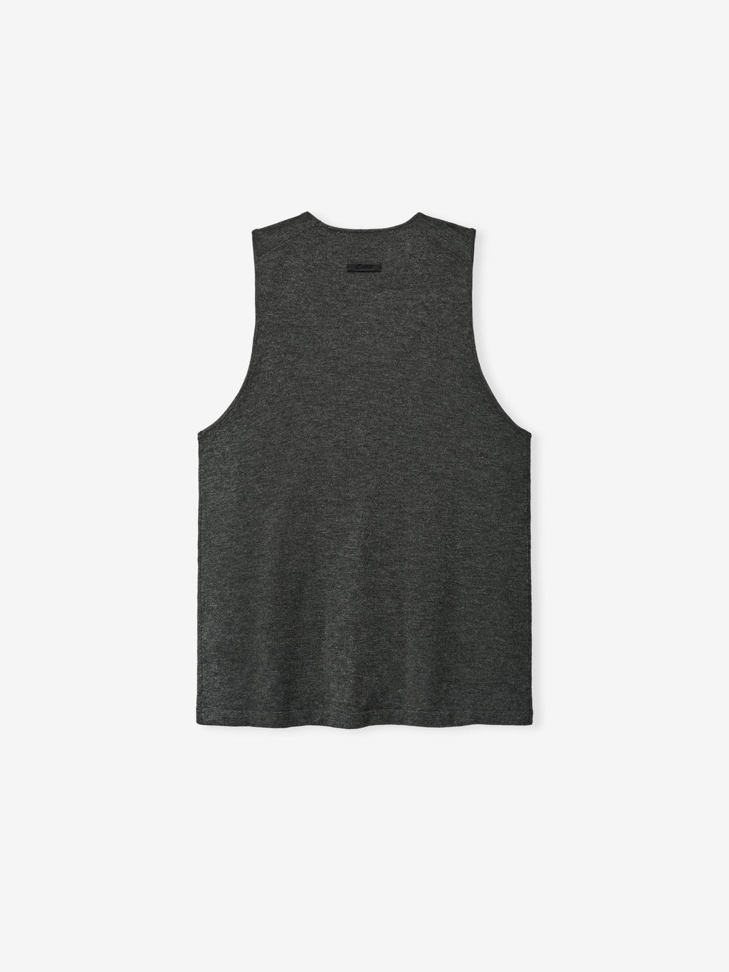 Womens Soft Knit Classic Tank in a deep iron gray hue, showcasing a smooth, soft knit fabric with a clean back design and subtle tag detail for a refined casual top.