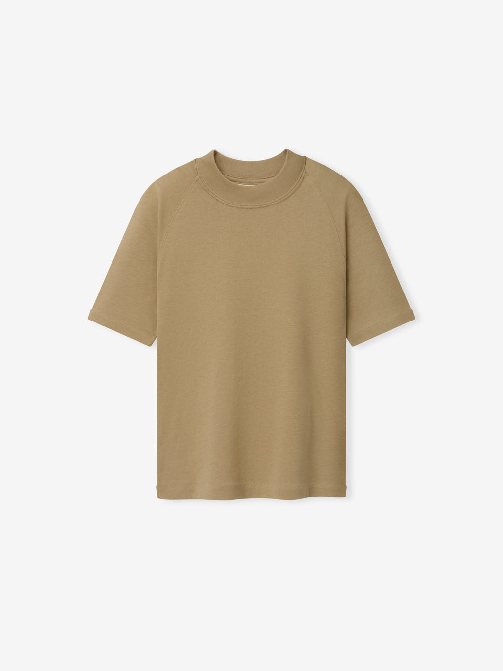 Womens Tri-Blend Shrunken Baseball Tee in a soft dune color featuring a relaxed fit with short sleeves and a classic crew neckline, crafted as a versatile casual top.