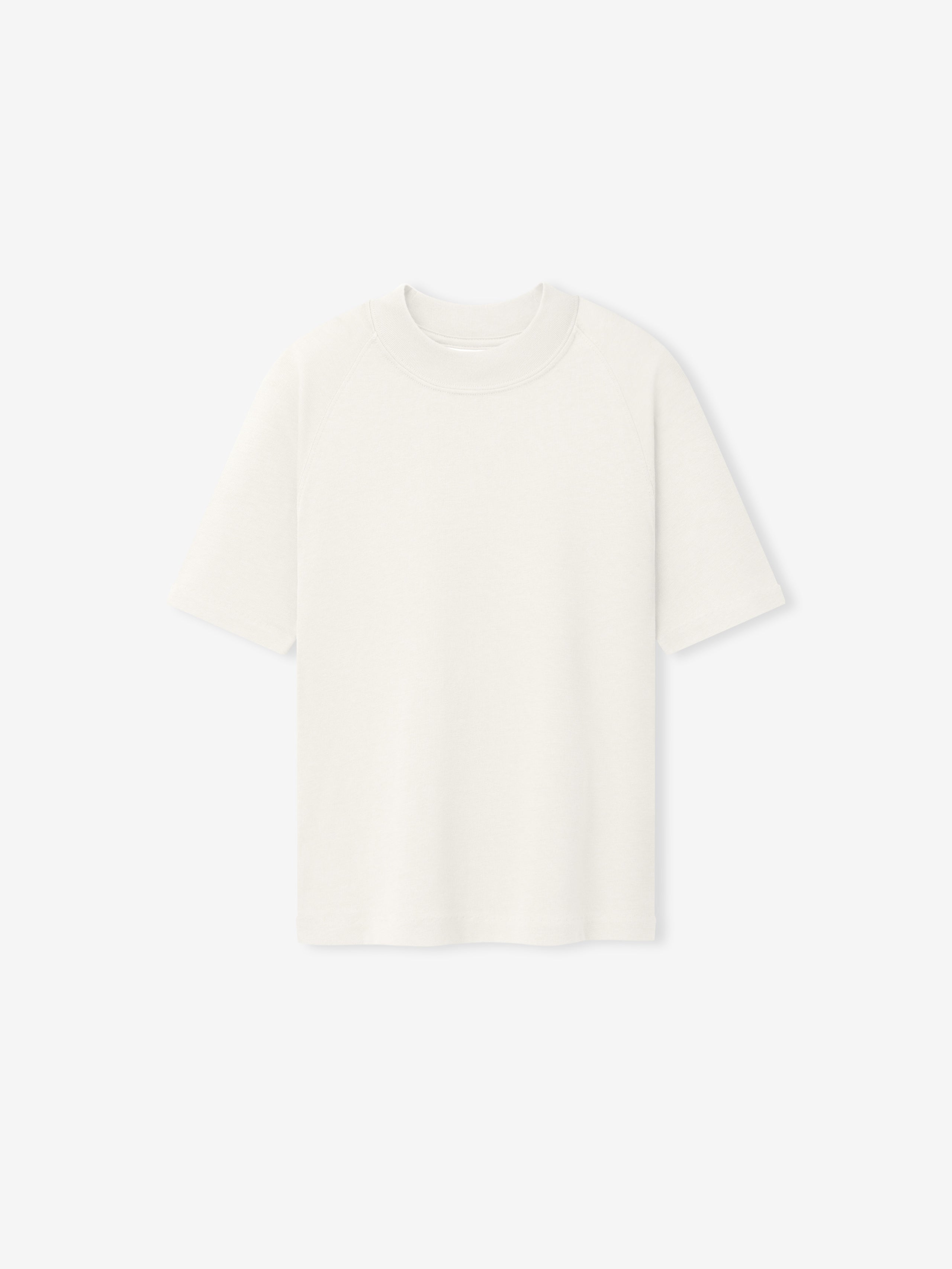 Womens Tri-Blend Shrunken Baseball Tee in a soft ivory shade featuring a relaxed fit with a crew neckline and short sleeves, designed as a comfortable casual top.