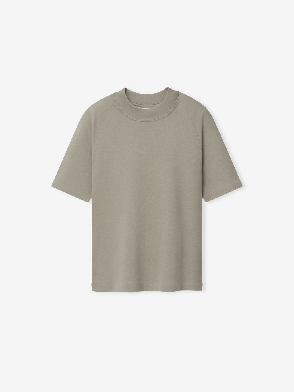 Womens Shrunken Baseball Tee in a muted taupe shade featuring a relaxed fit with elbow-length sleeves and a rounded neckline, designed as a versatile casual top.