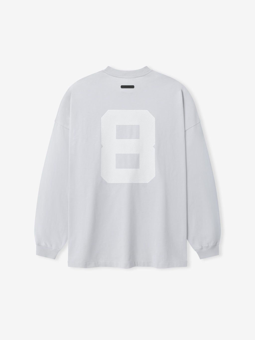 Merch Long Sleeve Tee in a light grey shade featuring a large tonal number 8 printed on the back for a modern and relaxed casual top.