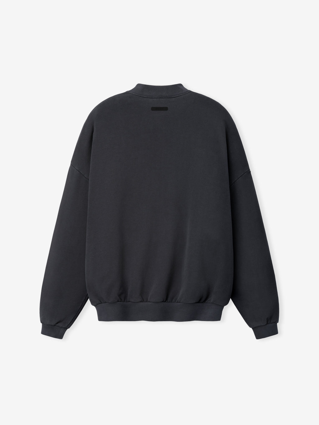 90s Sweatshirt in a washed dark grey tone, featuring a minimalist design with ribbed cuffs and hem, dropped shoulders, and a relaxed fit for casual tops.