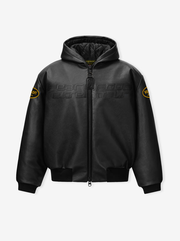 Vanson Essentials Leather Hooded Bomber view 2