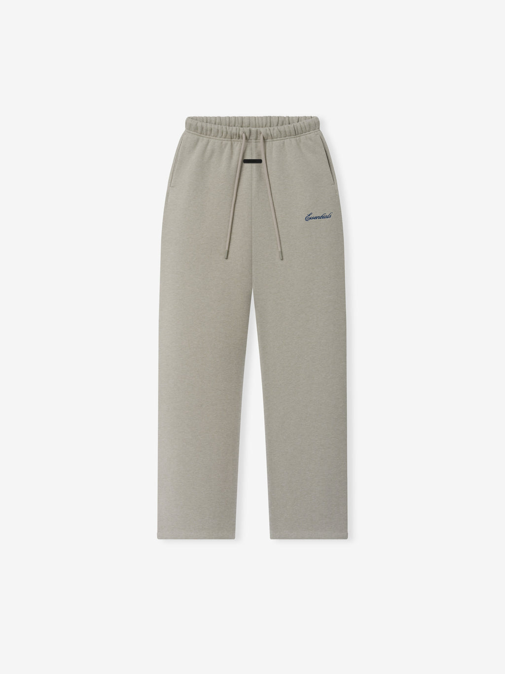 Womens Slim Sweatpant in stone displayed flat with an elastic waistband drawstring closure slim straight legs subtle script branding and clean hems as Bottoms