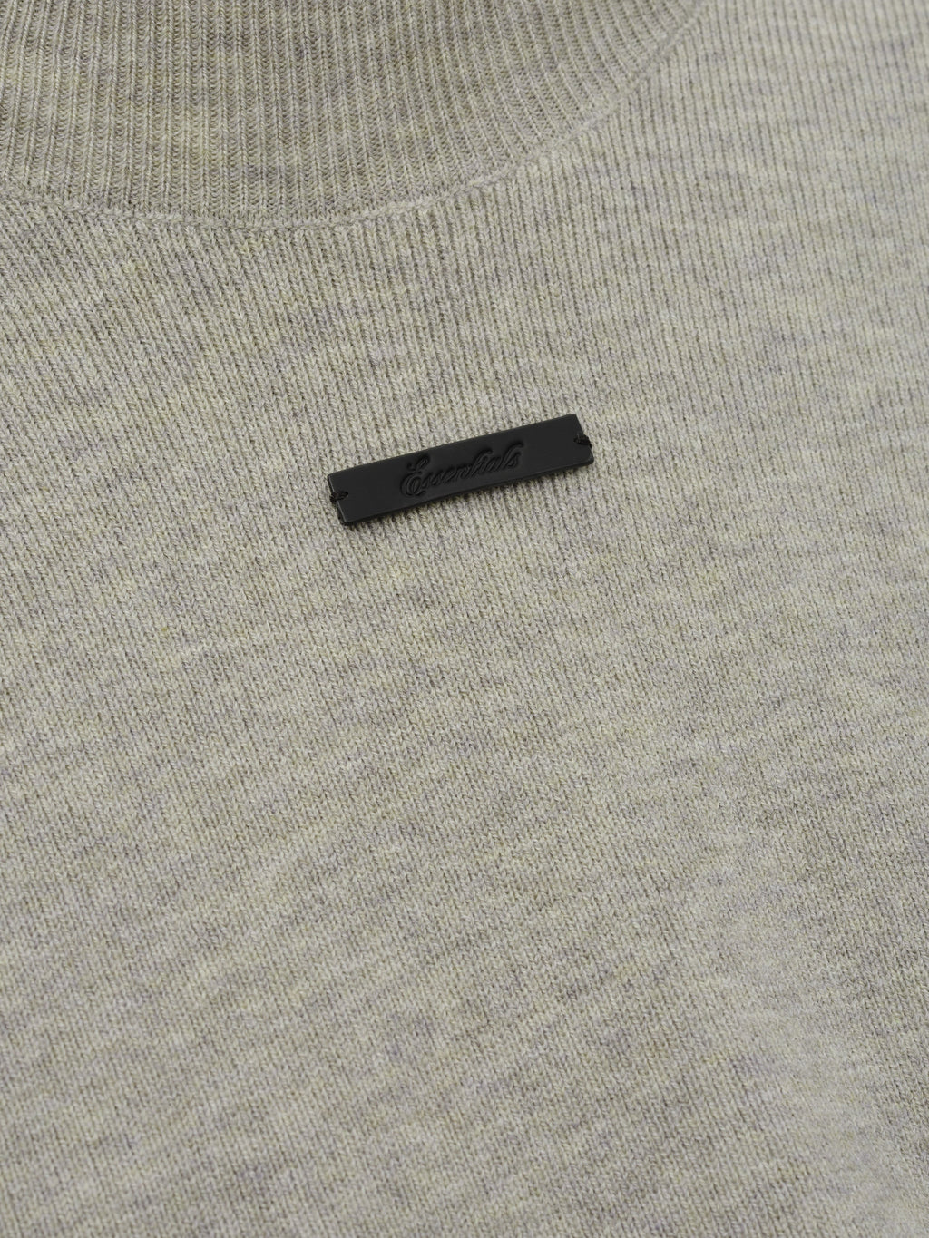 Womens Standing Collar Sleeveless Tank in grey close up highlighting fine knit texture and subtle Fear of God label as Tops