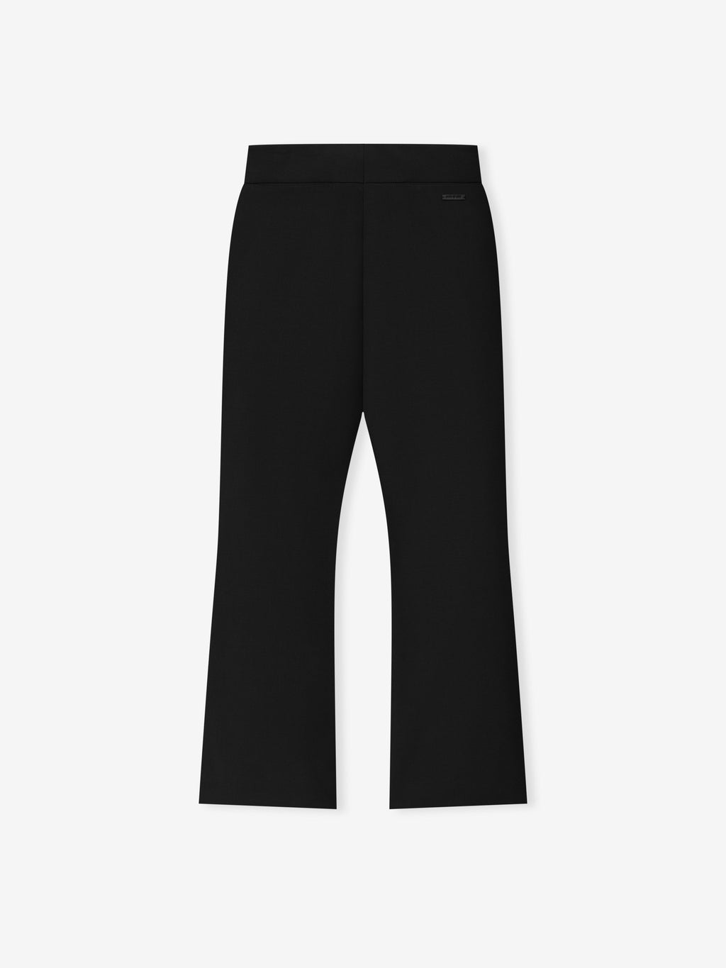 Double Weave Wool Flared Flat Front Pants shown flat in black with a high waistband and gently flared legs as Bottoms