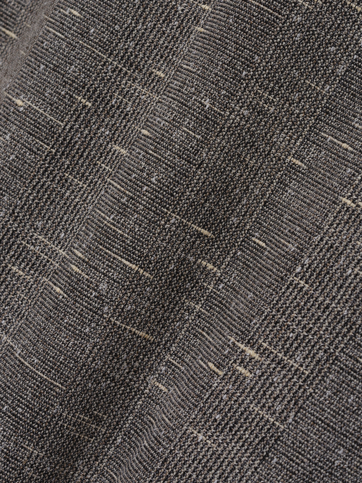 Slub Wool Cotton Relaxed Jacket close up showing dark gray textured slub weave with flecked fibers and a subtle woven pattern as Outerwear