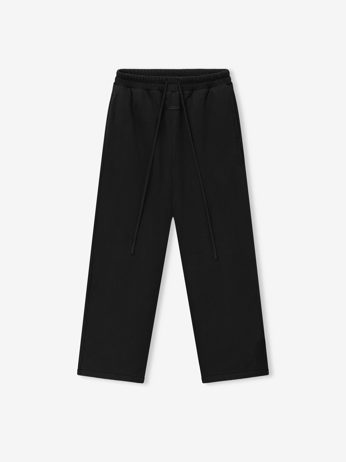 Wide Leg Sweatpants in black shown flat with an elastic drawstring waistband wide relaxed legs and straight hems as Bottoms