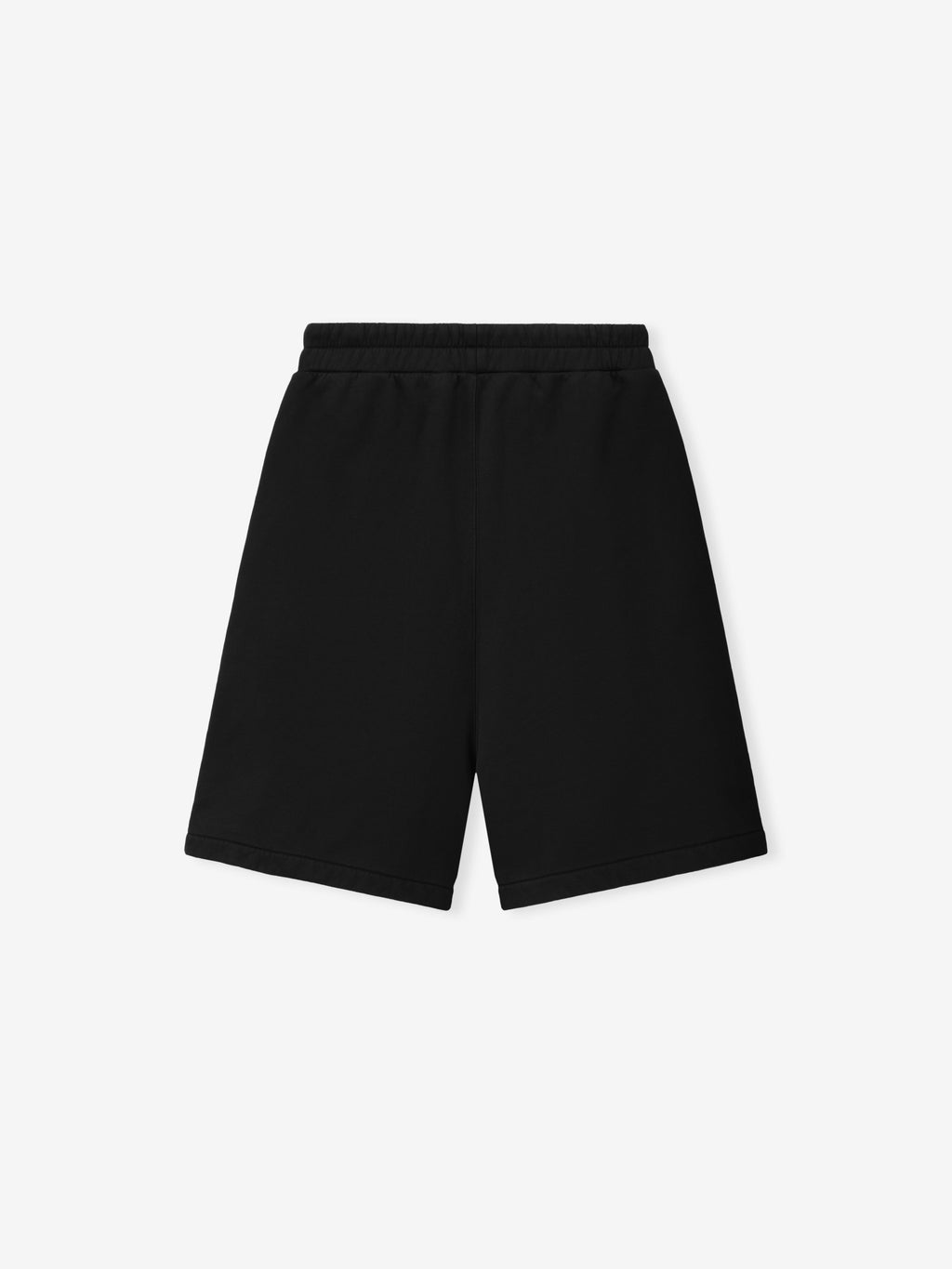 Fleece Basketball Shorts in black displayed flat with an elastic waistband relaxed knee length silhouette and straight hems as Bottoms