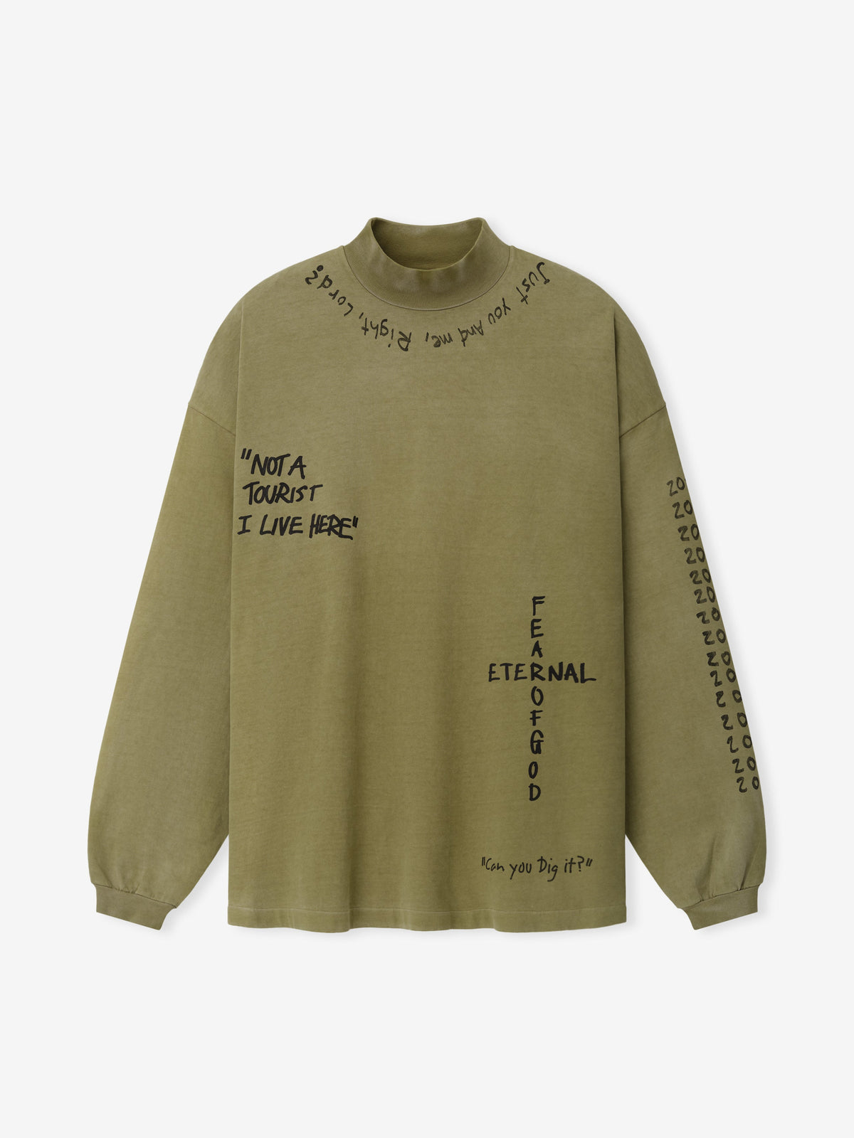 Hand Written Mockneck Long Sleeve Tee