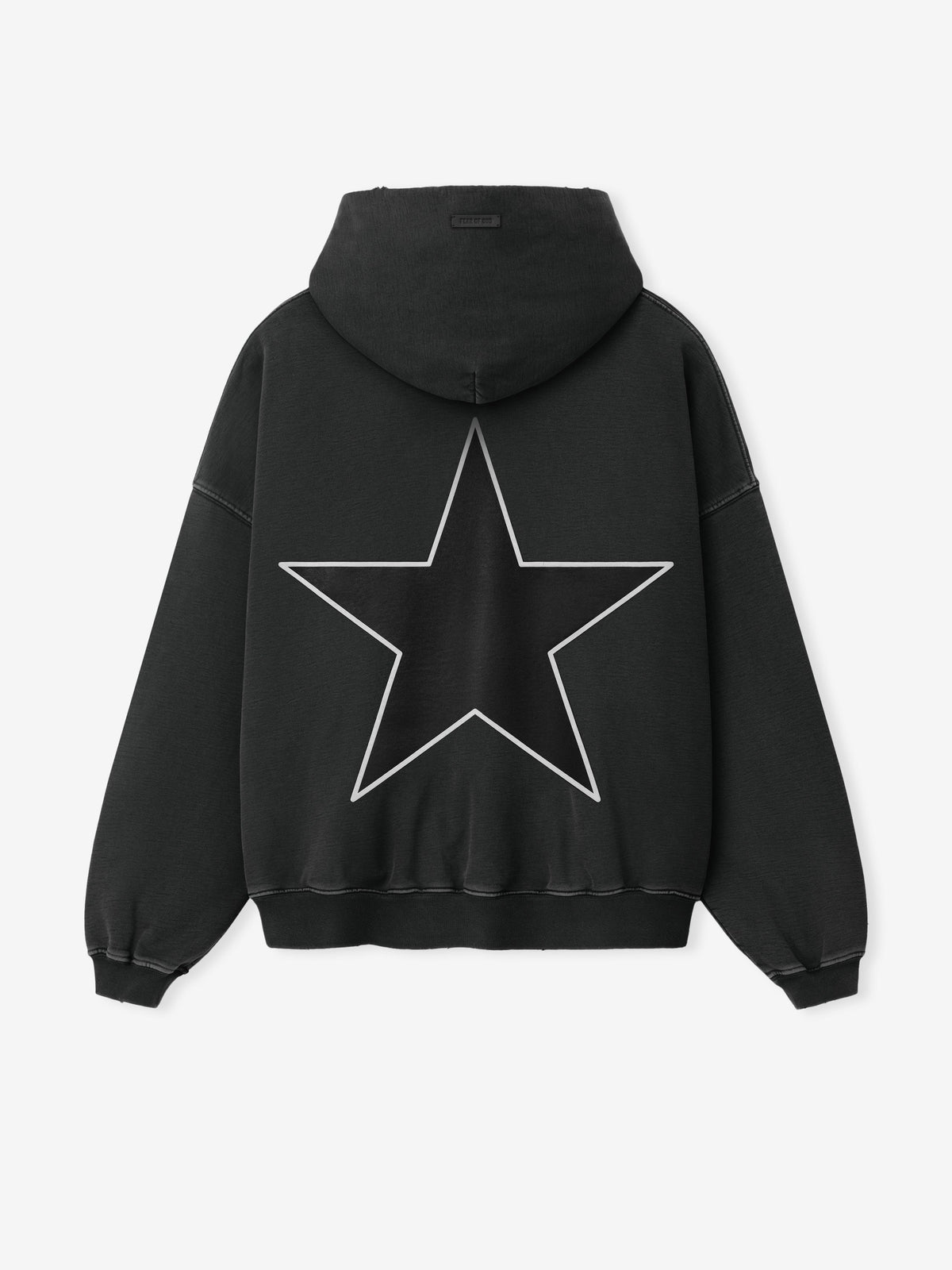 Reflection Eternal Hoodie in black shown from the back with a large outlined star graphic and hooded pullover design as Tops