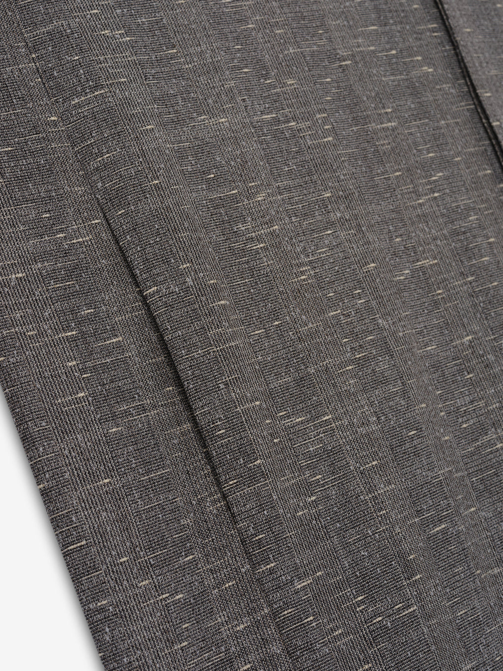 Slub Wool Cotton Casual Trench Coat in gray closeup highlighting the slub woven texture subtle flecks and tailored seam detail as Outerwear