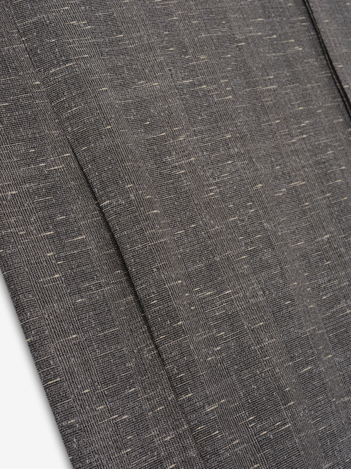 Slub Wool Cotton Casual Trench Coat in gray closeup highlighting the slub woven texture subtle flecks and tailored seam detail as Outerwear