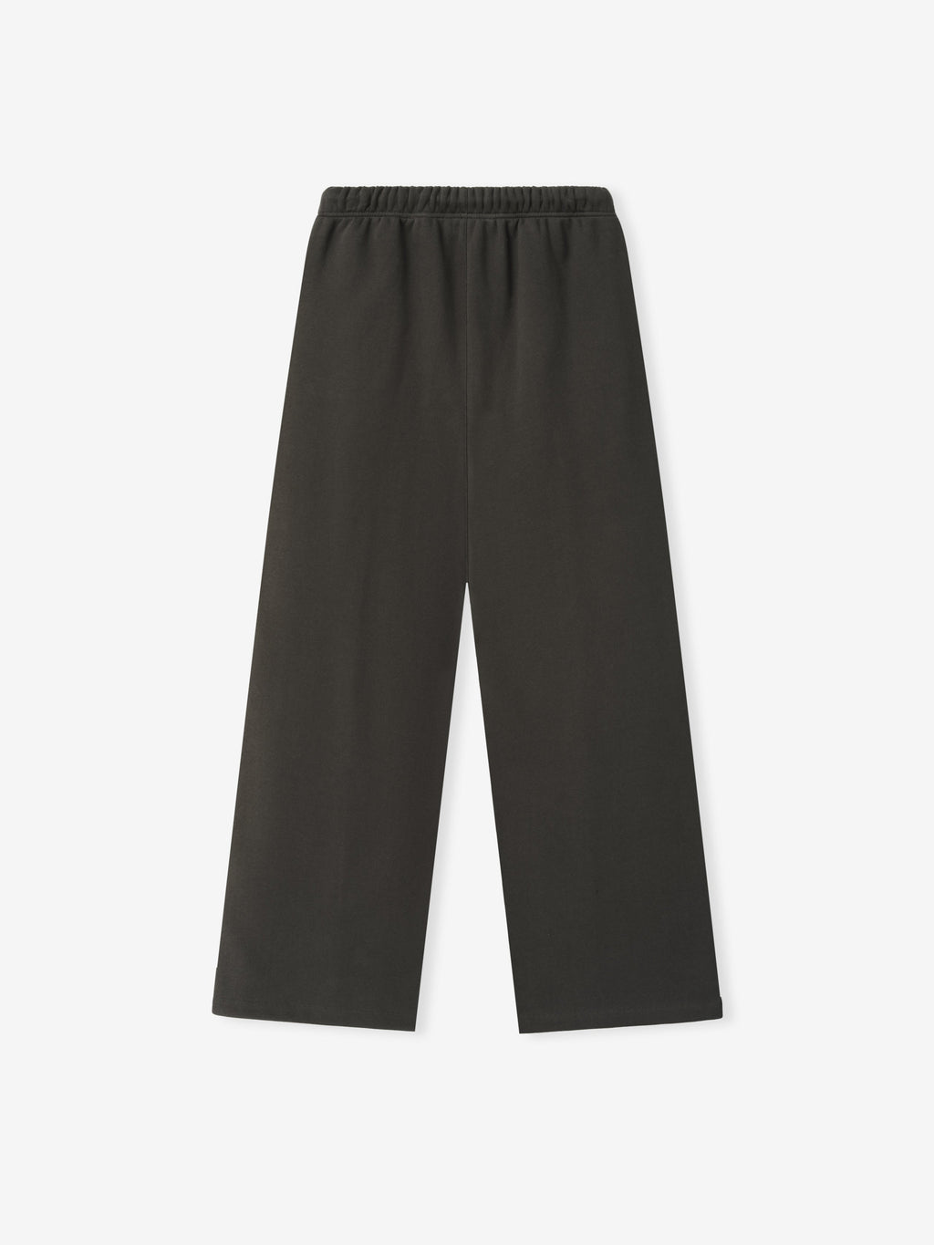 Signature Lounge Sweatpant in charcoal black with an elastic waistband and relaxed wide straight legs displayed as Bottoms