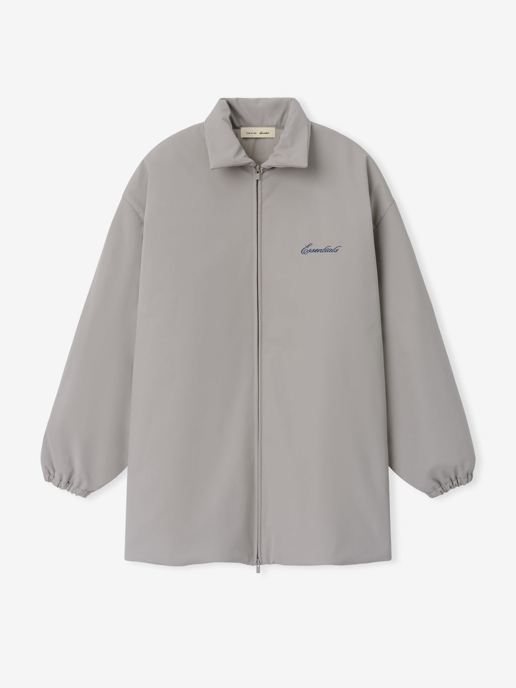 Signature Bonded Nylon Filled Barn Jacket in gray with full zip front spread collar elastic cuffs and subtle script chest logo shown as Outerwear