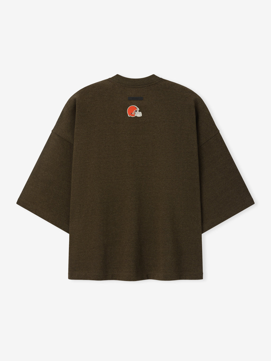 Browns Merch Tee dark brown oversized short sleeve shirt with a small Cleveland Browns helmet logo displayed against a light background in a clean Tops product view