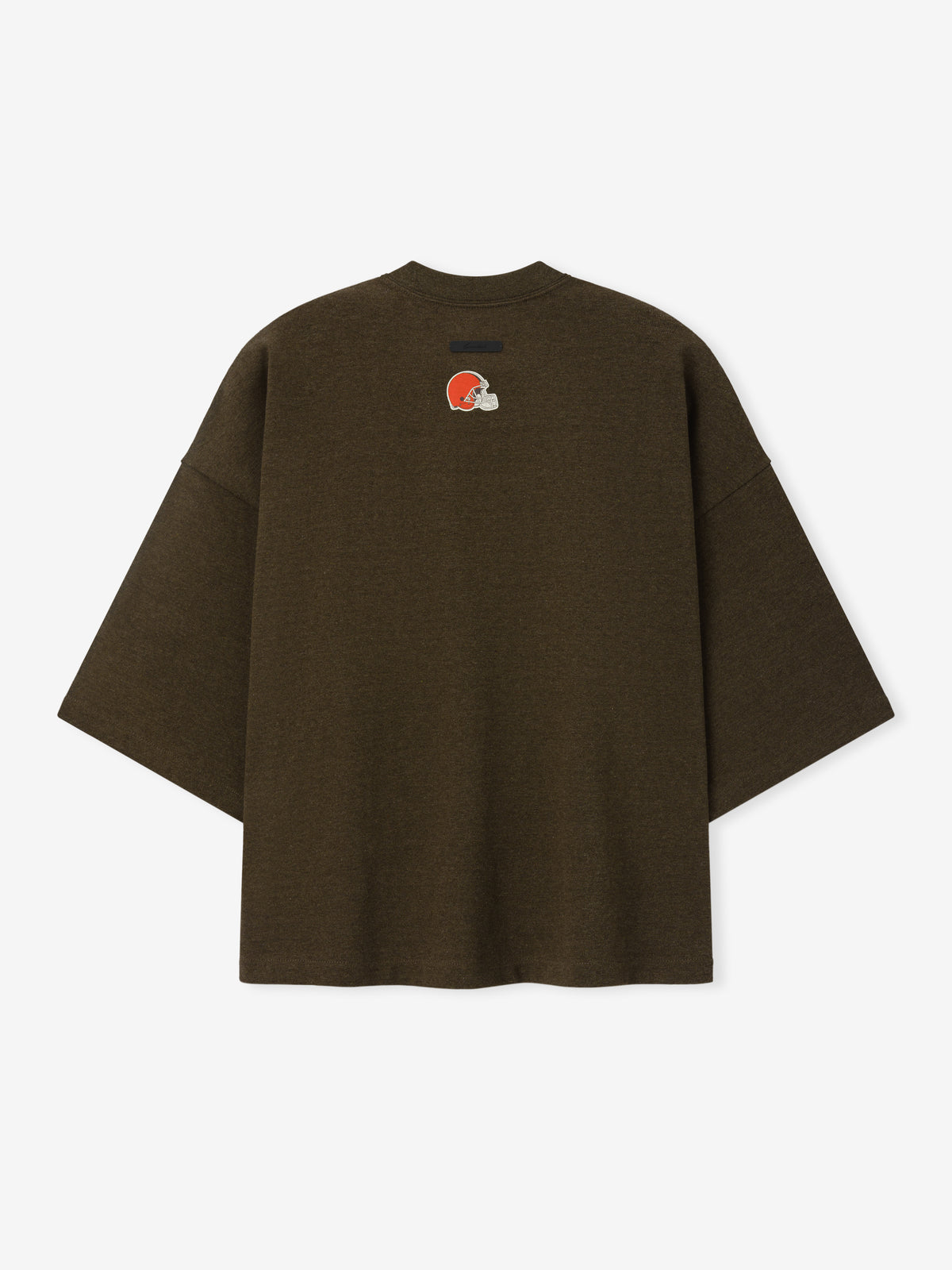 Browns Merch Tee dark brown oversized short sleeve shirt with a small Cleveland Browns helmet logo displayed against a light background in a clean Tops product view