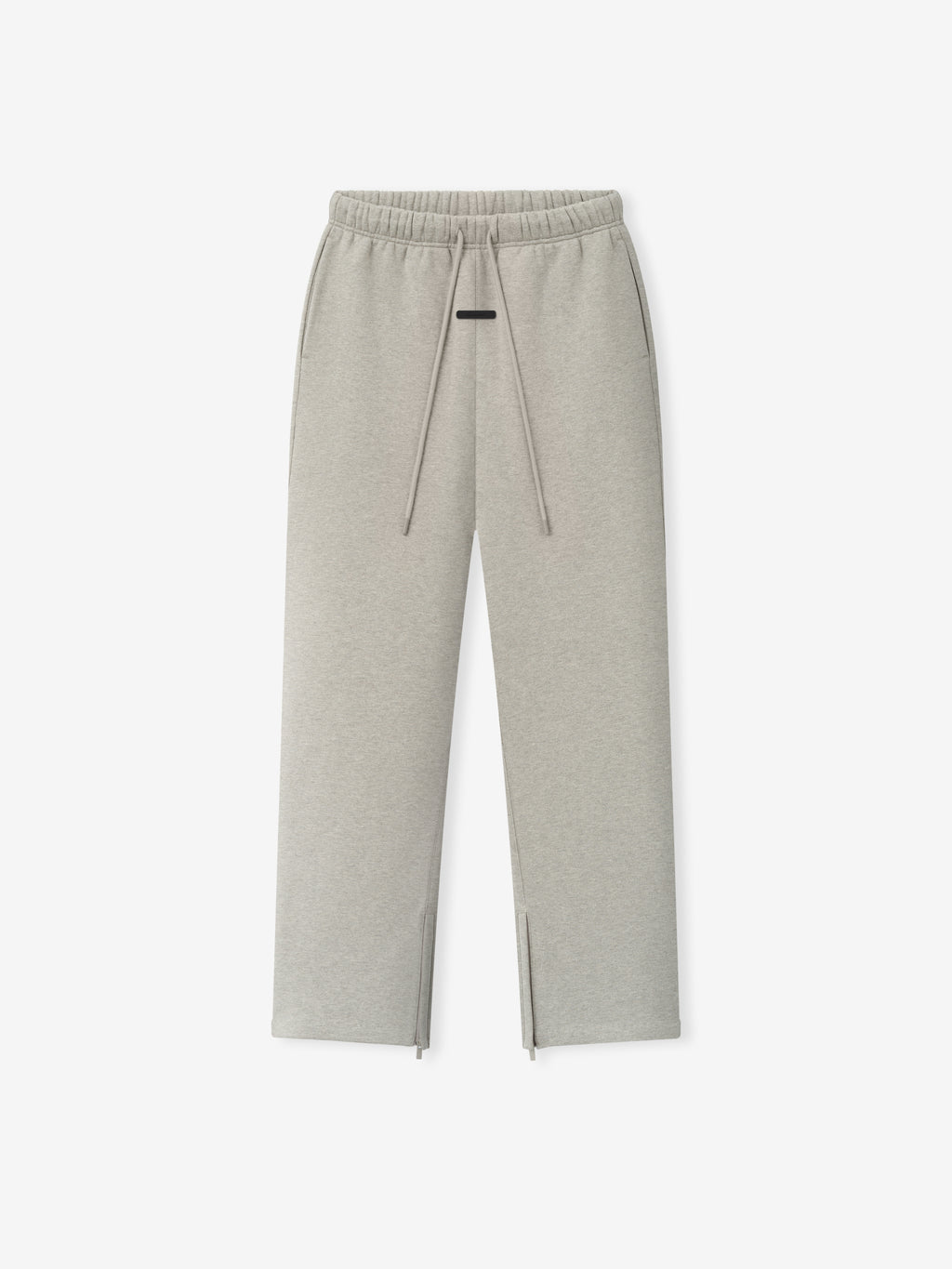 Essentials FW26 Classic Trackpant in light gray with an elastic waistband drawstrings zip hems and straight legs displayed against a white background