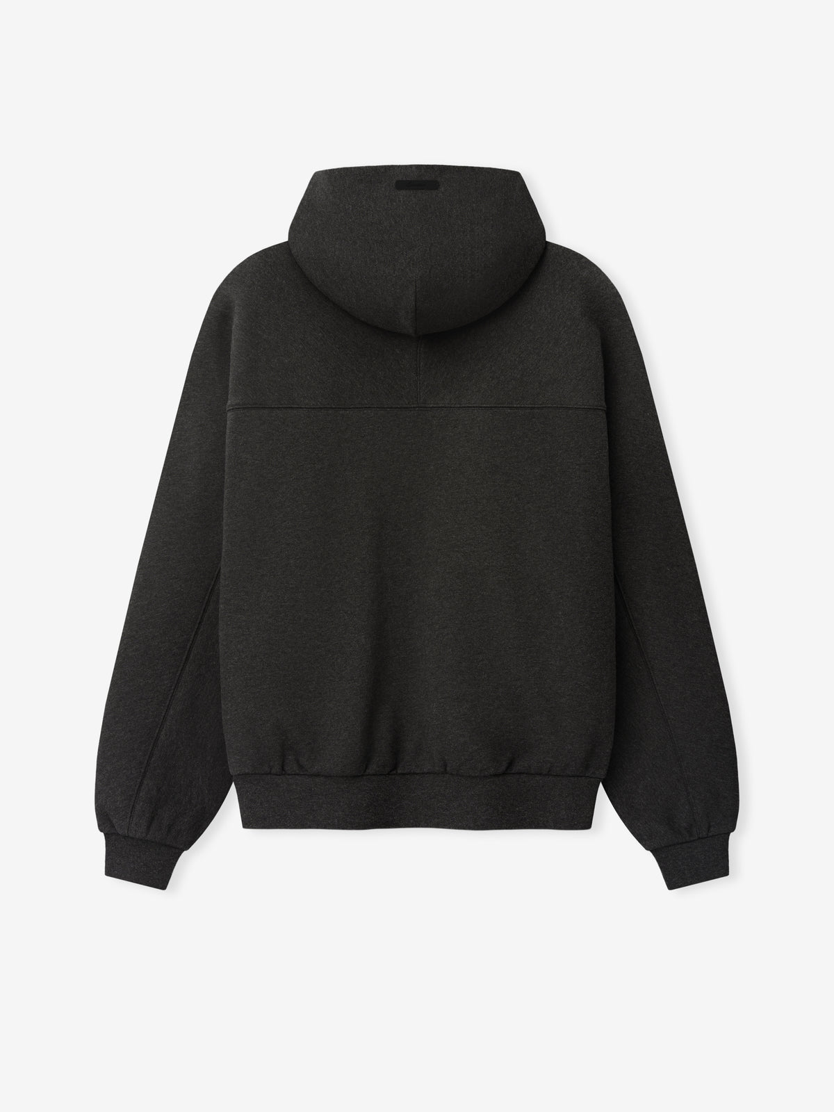Falcons 90s Relaxed Hoodie in black shown from the back with hood ribbed cuffs and hem as a Tops product view