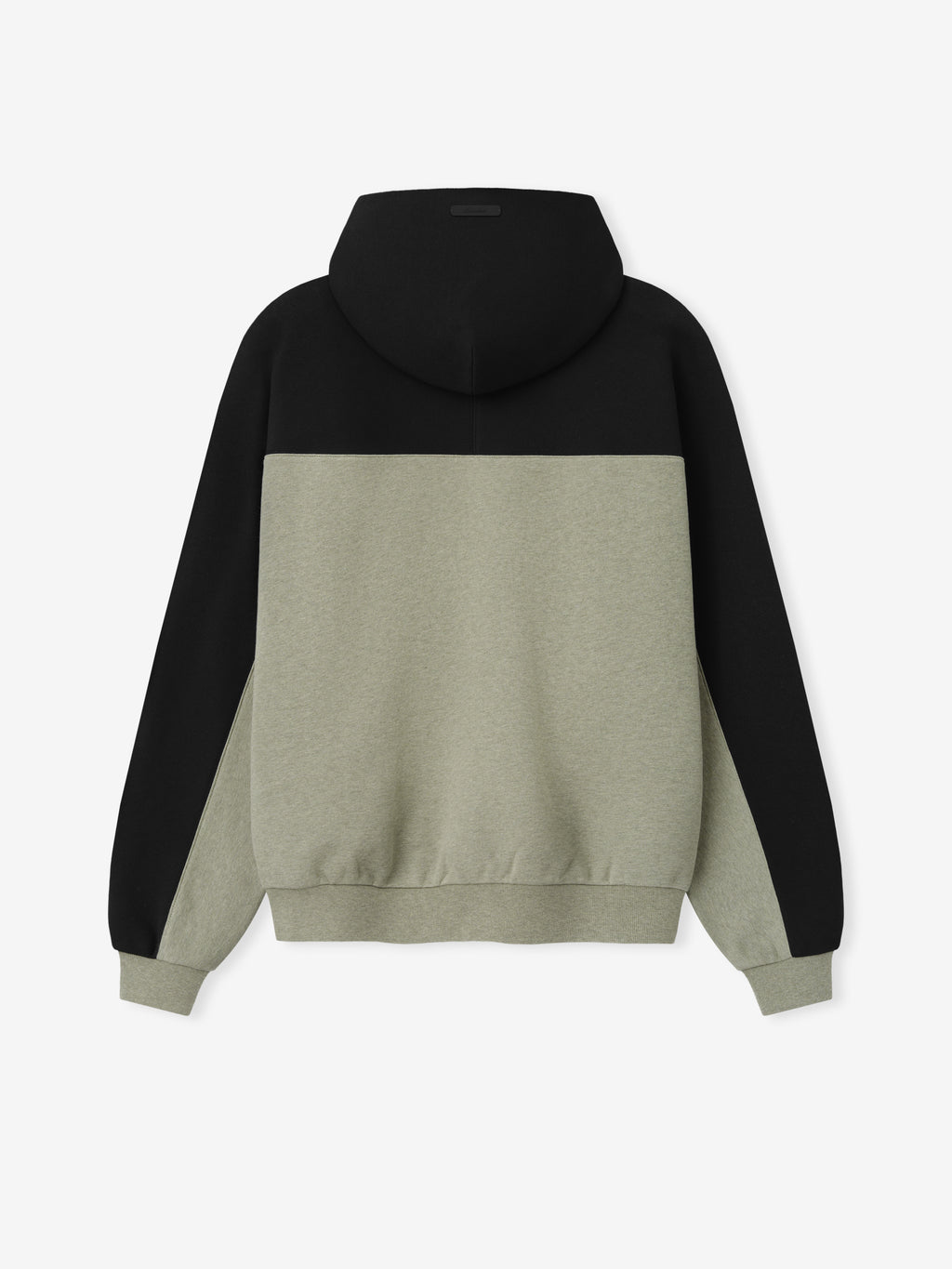 Steelers 90s Relaxed Hoodie shown from the back in black and gray with a color blocked fleece body hood and ribbed cuffs as a Tops product view