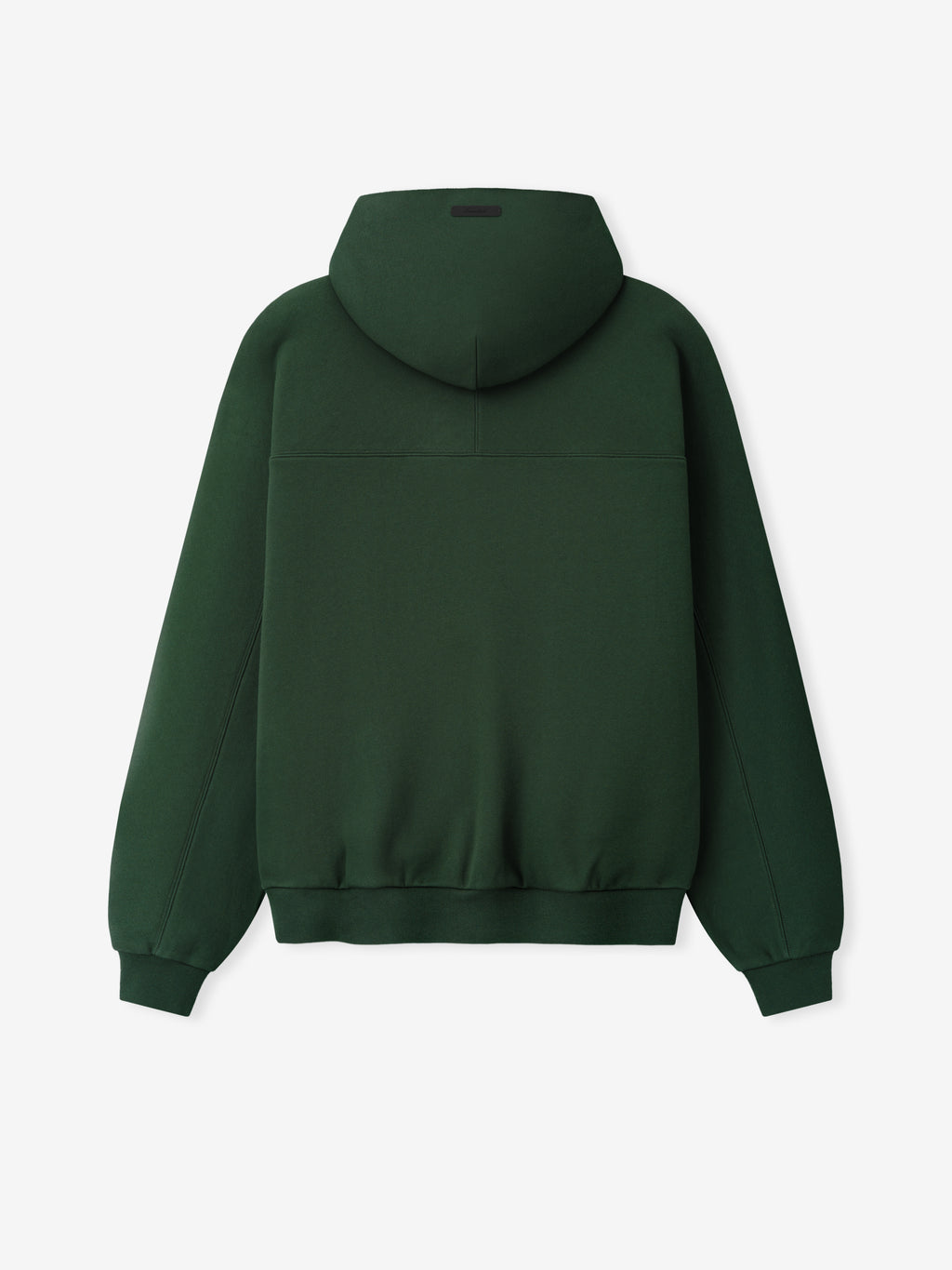 Packers 90s Relaxed Hoodie shown from the back in dark green fleece with a hood ribbed cuffs and hem as a Tops product view