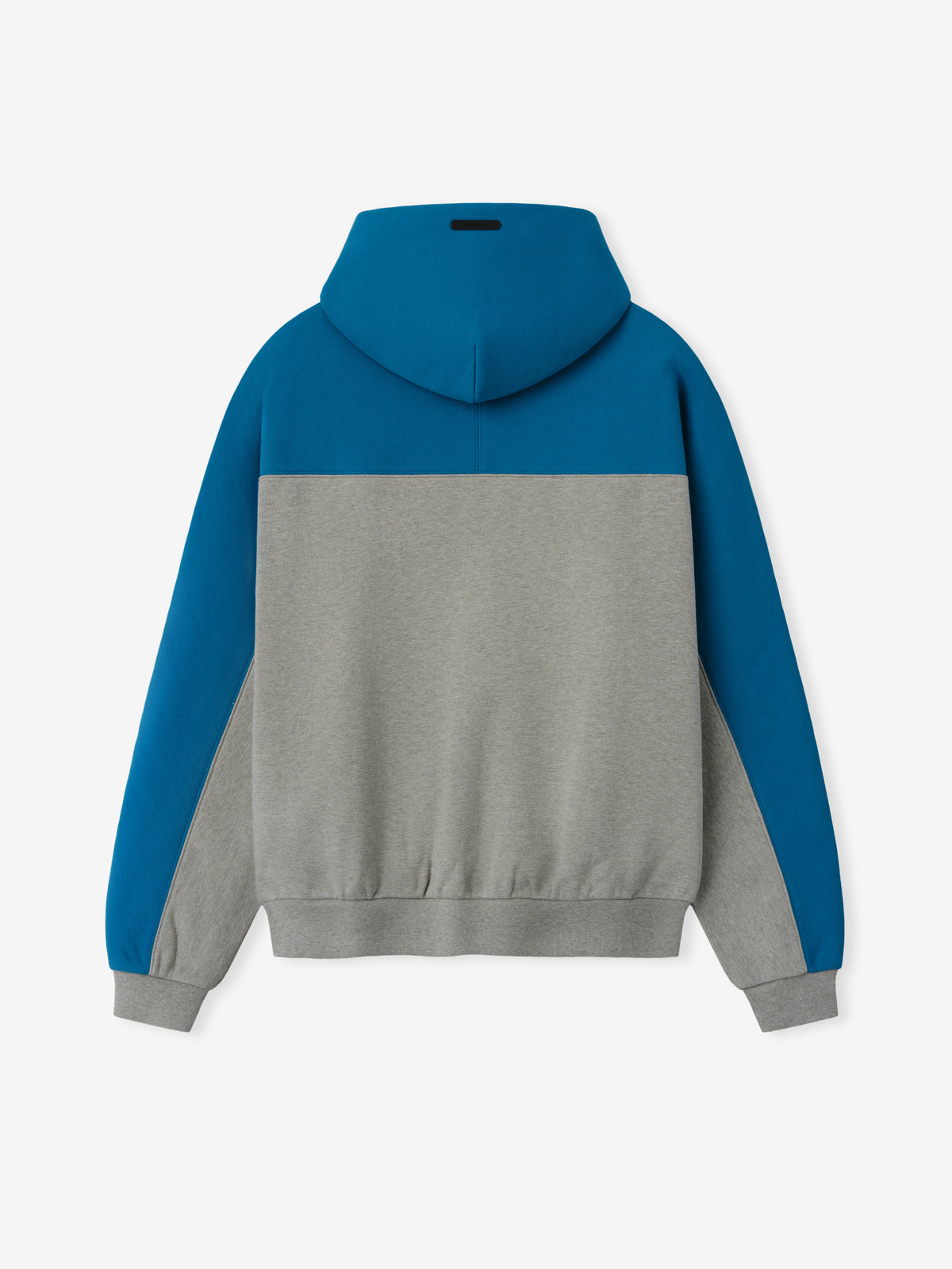 Lions 90s Relaxed Hoodie shown from the back in blue and gray color blocked fleece with a hood ribbed cuffs and hem as a Tops product view
