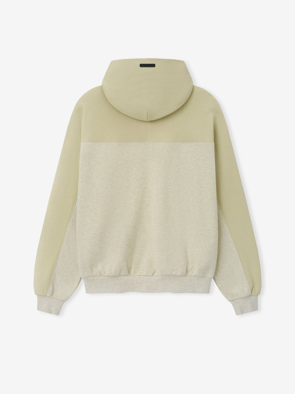 Bills 90s Relaxed Hoodie shown from the back in cream fleece with a color blocked panel hood and ribbed cuffs and hem as a Tops product view