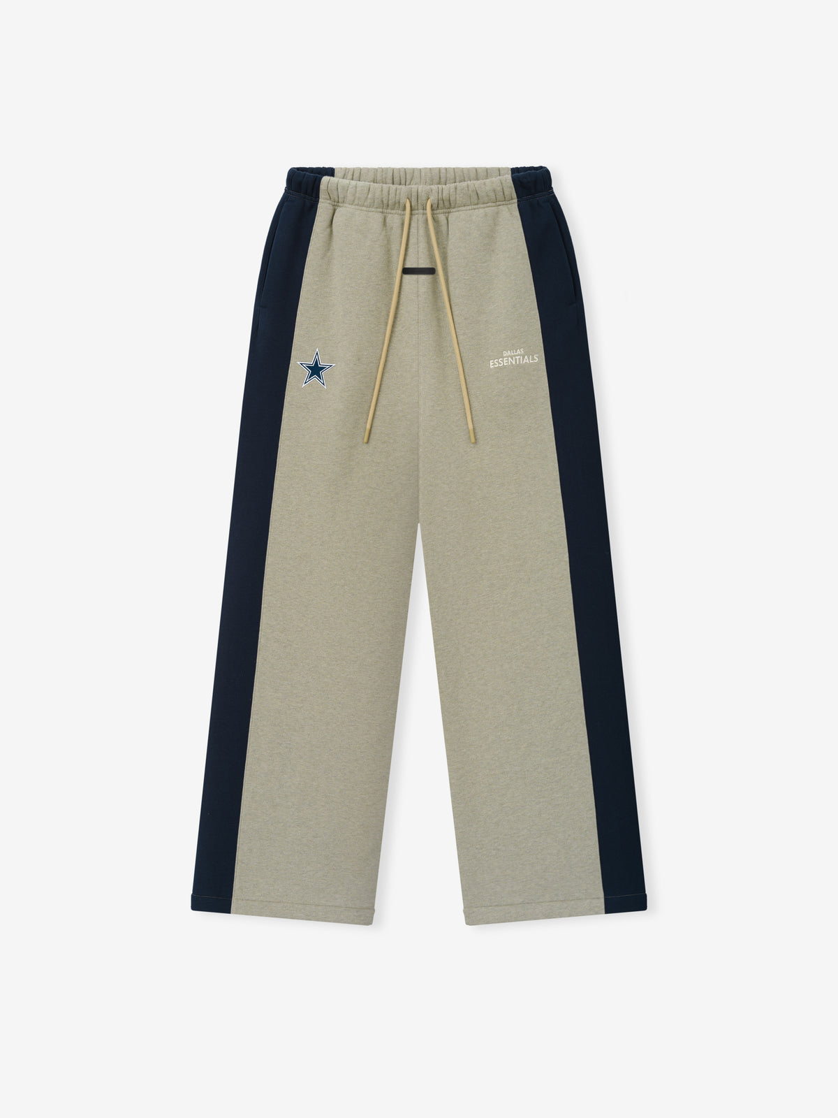 Cowboys Lounge Sweatpant in heather gray fleece with navy side panels elastic waist drawcord and star logo as a Bottoms product view