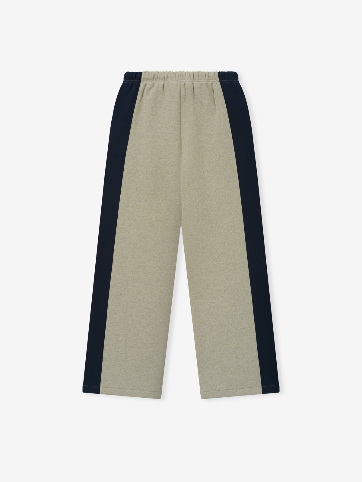 Cowboys Lounge Sweatpant in heather gray fleece with navy side panels elastic waist and straight legs shown as a Bottoms product view