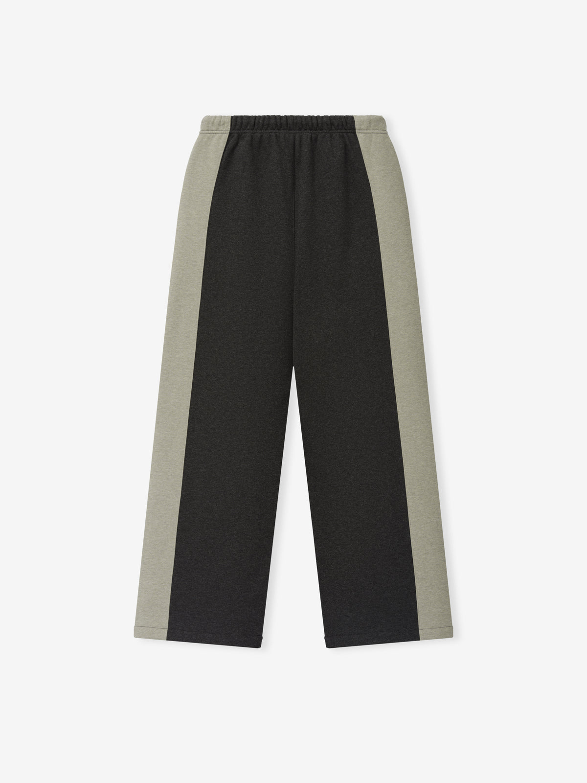 Falcons Lounge Sweatpant in black fleece with contrasting gray side panels elastic waistband and relaxed straight leg fit shown as a Bottoms product view