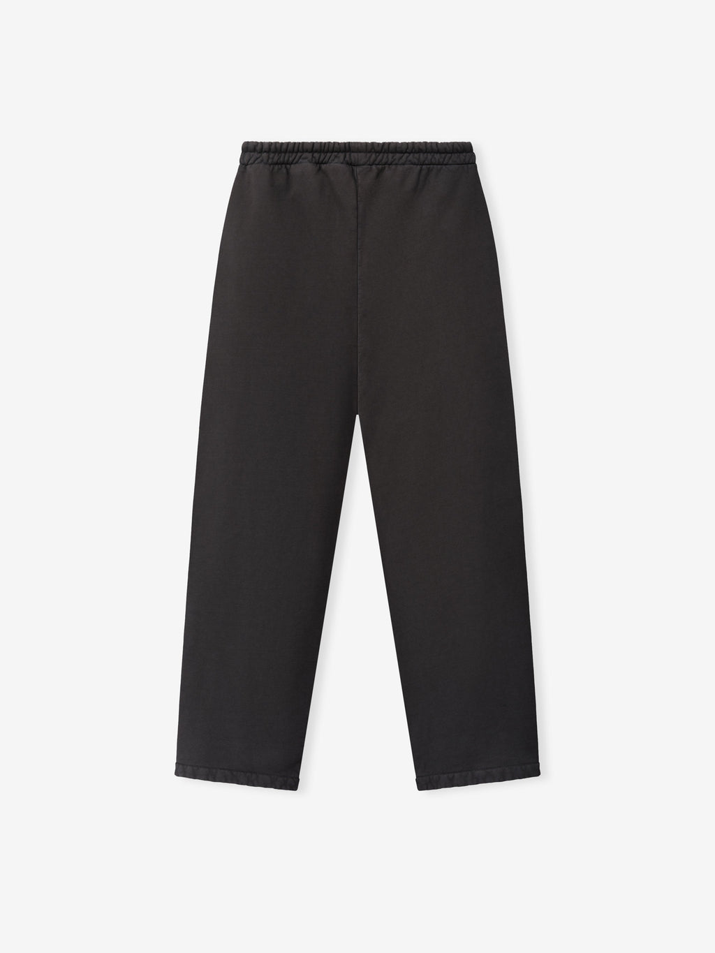Engineered Sweatpants in black shown flat with an elastic waistband and straight relaxed legs for a clean minimal silhouette as Bottoms