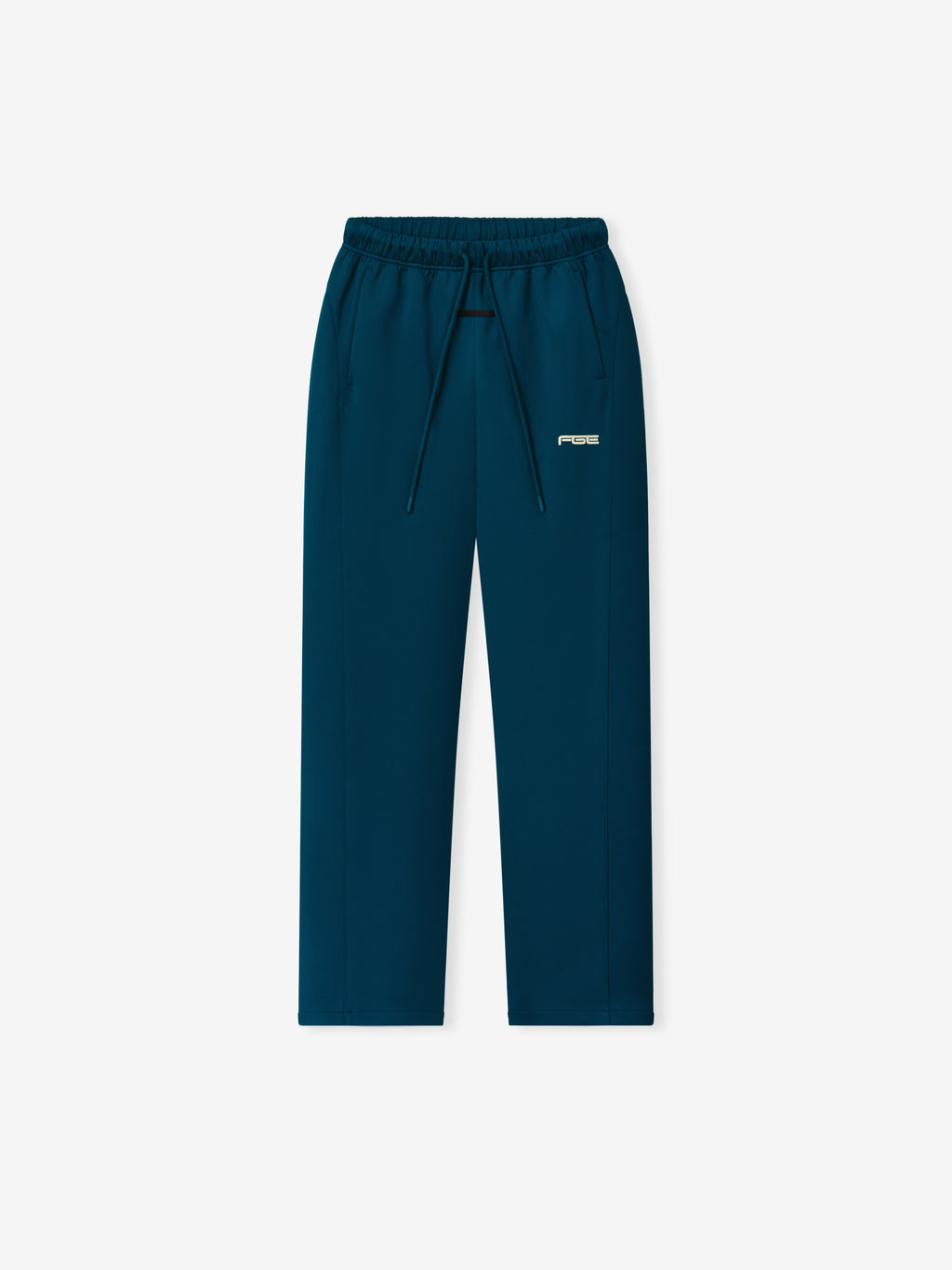 Womens Slim Trackpant in deep teal with an elastic waistband adjustable drawstrings slim straight legs and a subtle Fear of God logo as Bottoms