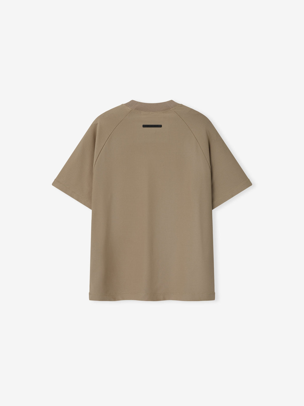 Kids Essential Raglan Tee in taupe with tonal raglan sleeves ribbed crew neckline and small dark chest label displayed flat as Tops