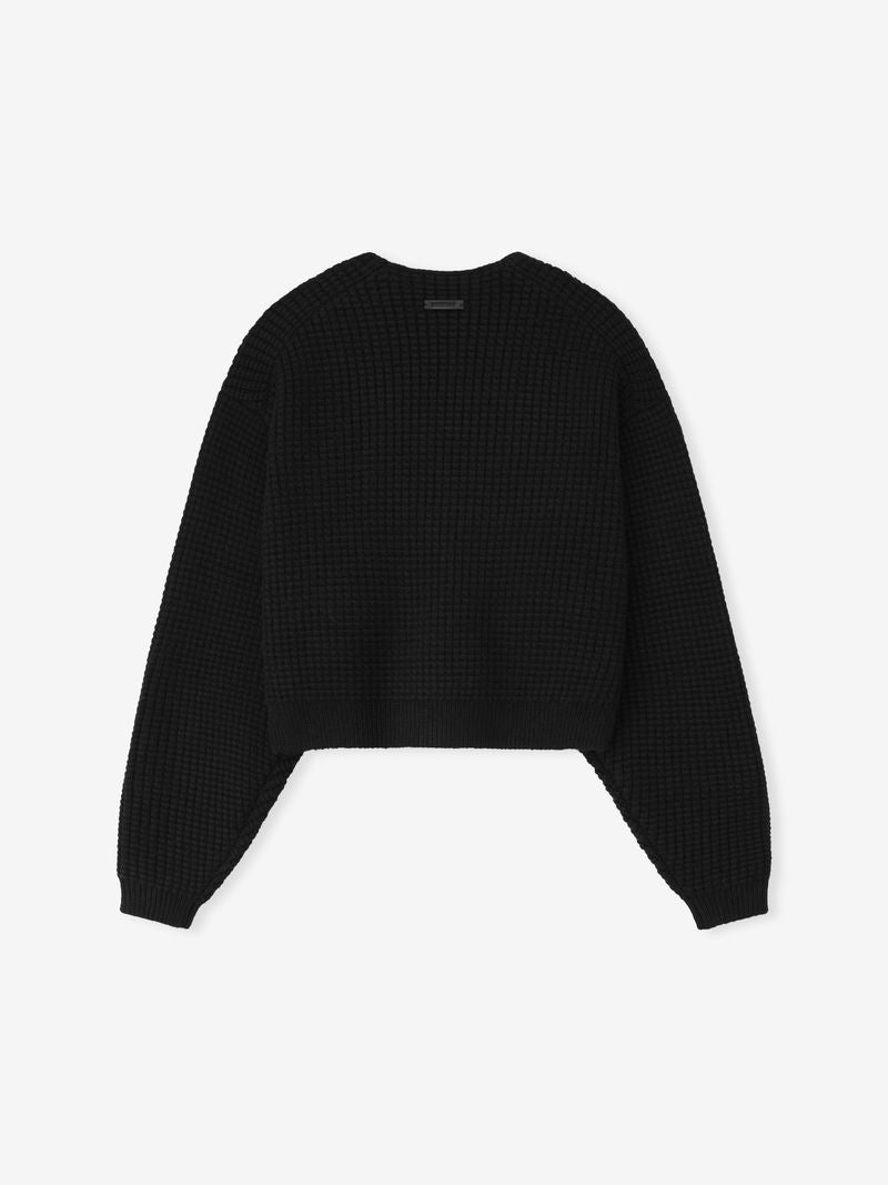 Womens Heavy Waffle Crewneck 90'S Sweater