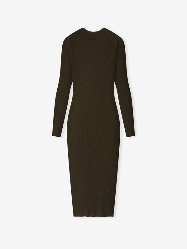 Womens Rib Long Sleeve Dress