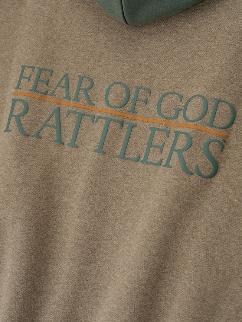 Close-up of brown FAMU Sport Hoodie with green "Fear of God Rattlers" text and orange underline, file qvujyPug.jpg gallery 0