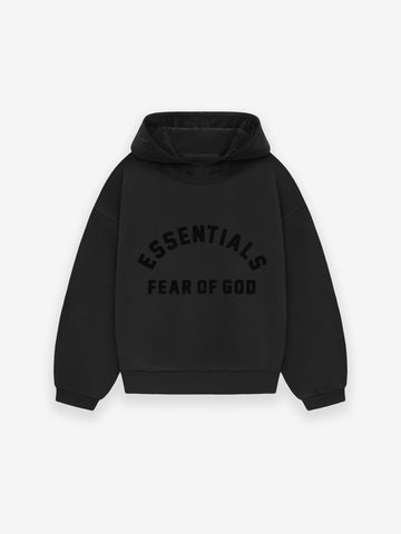 ESSENTIALS Kids Nylon Fleece Hoodie in Jet Black/ Jet Black | Fear