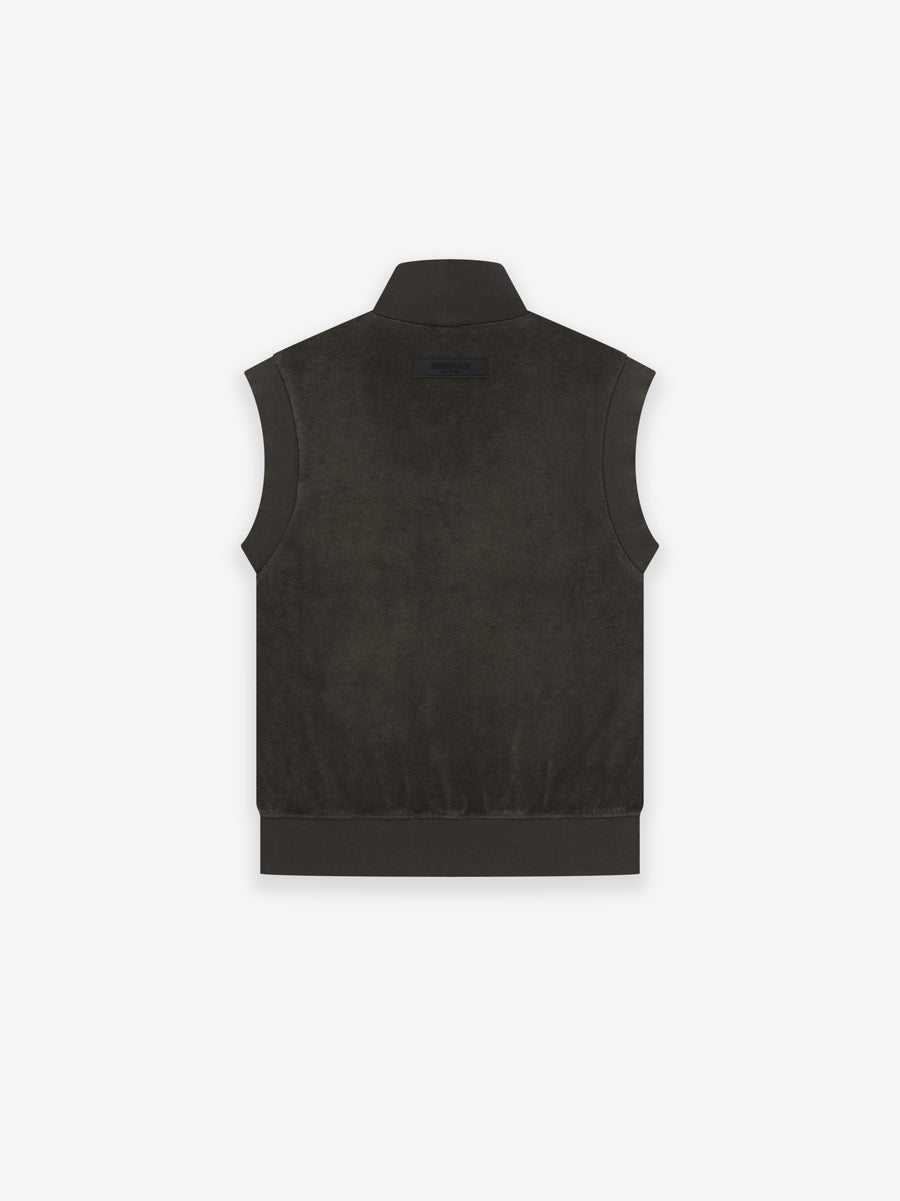 ESSENTIALS Womens Pullover Terry Mockneck Vest in Off-Black | Fear