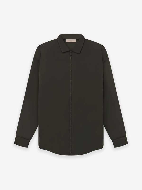 ESSENTIALS Filled Nylon Shirt Jacket in Off-Black | Fear of God