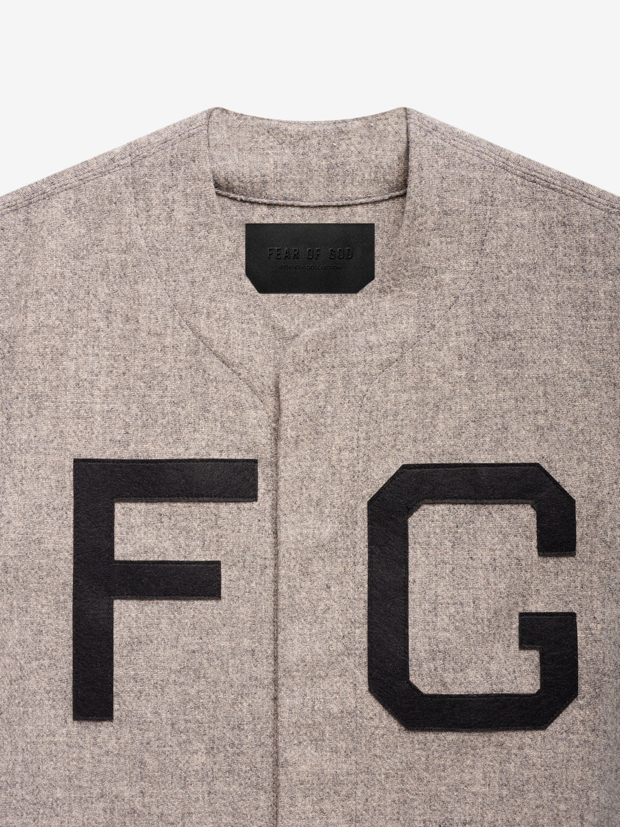 SEVENTH COLLECTION Full Zip Baseball Jersey in Away Grey | Fear of God