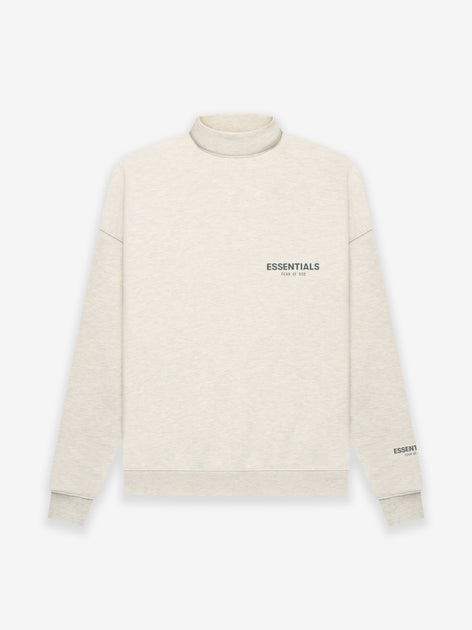 ESSENTIALS Pullover Mockneck in Light Heather Oatmeal | Fear of 
